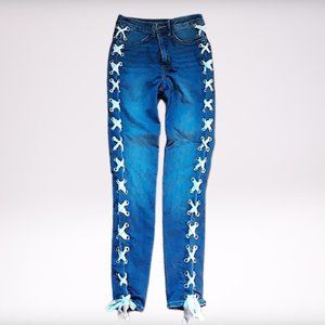 H&M Divided White Ribbon Skinny Jean-SZ: 4